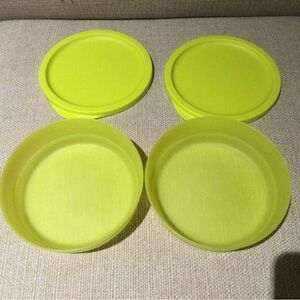 Set of 2 Lime Yellow, Little Wonder 6 oz. Snack Bowl Tupperware.